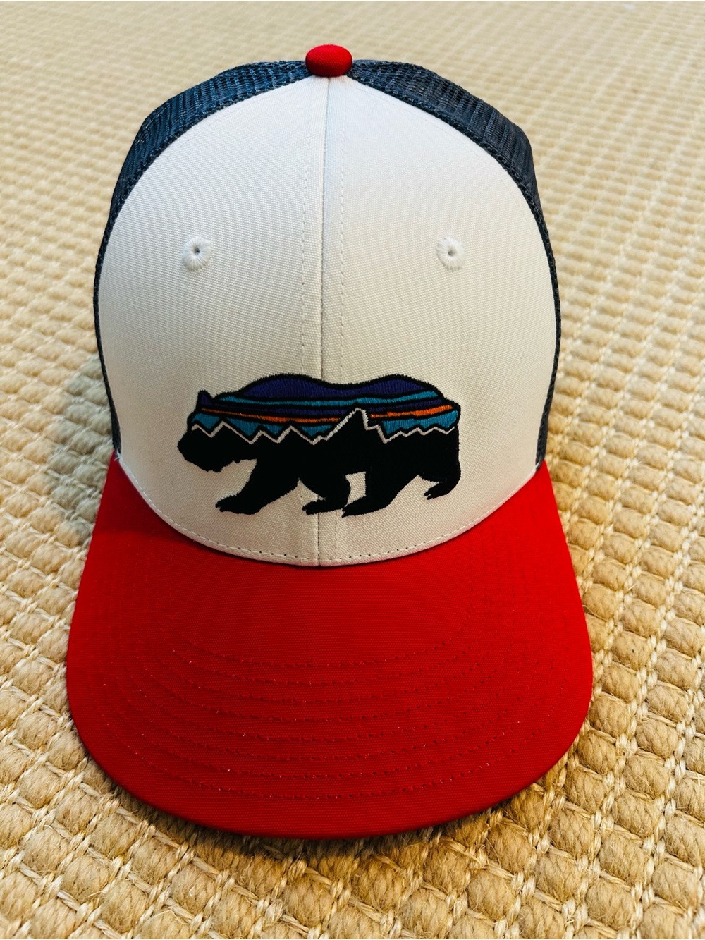 Kids Patagonia Red & White Bear Trucker Hat - NEW!